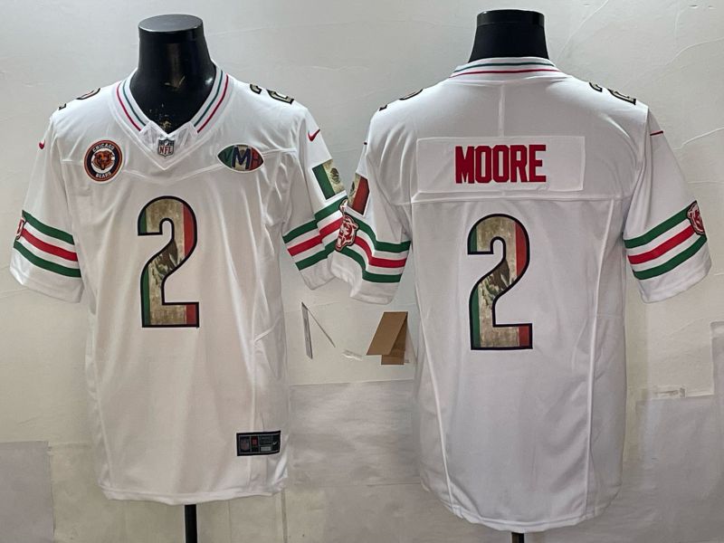 Men 2026 Chicago Bears #2 Moore White 3th generations Nike Limited NFL Jersey style 003